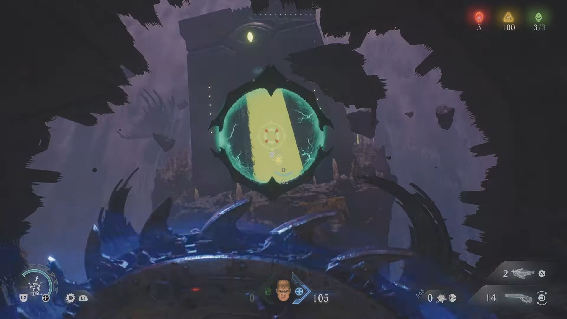Bashing through this portal to reach the fourth gate (Image via Sportskeeda Gaming || Bethesda Softworks)